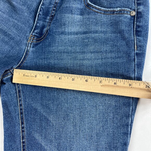 Oat New York Jeans Women's 29x27* Mid Rise Straight Crop Blue Faded Denim Tag 28 - Picture 14 of 16